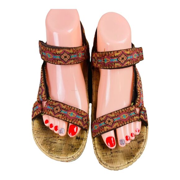 BORN Sirena Women's Platform Sandals Cork Footbed Bohemian Straps Brown 10 - Picture 1 of 7